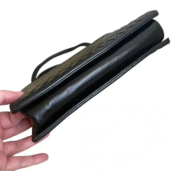 Rare Vintage Judith Leiber Quilted Black Leather Top Handle Bag Collector Item - Picture 9 of 15